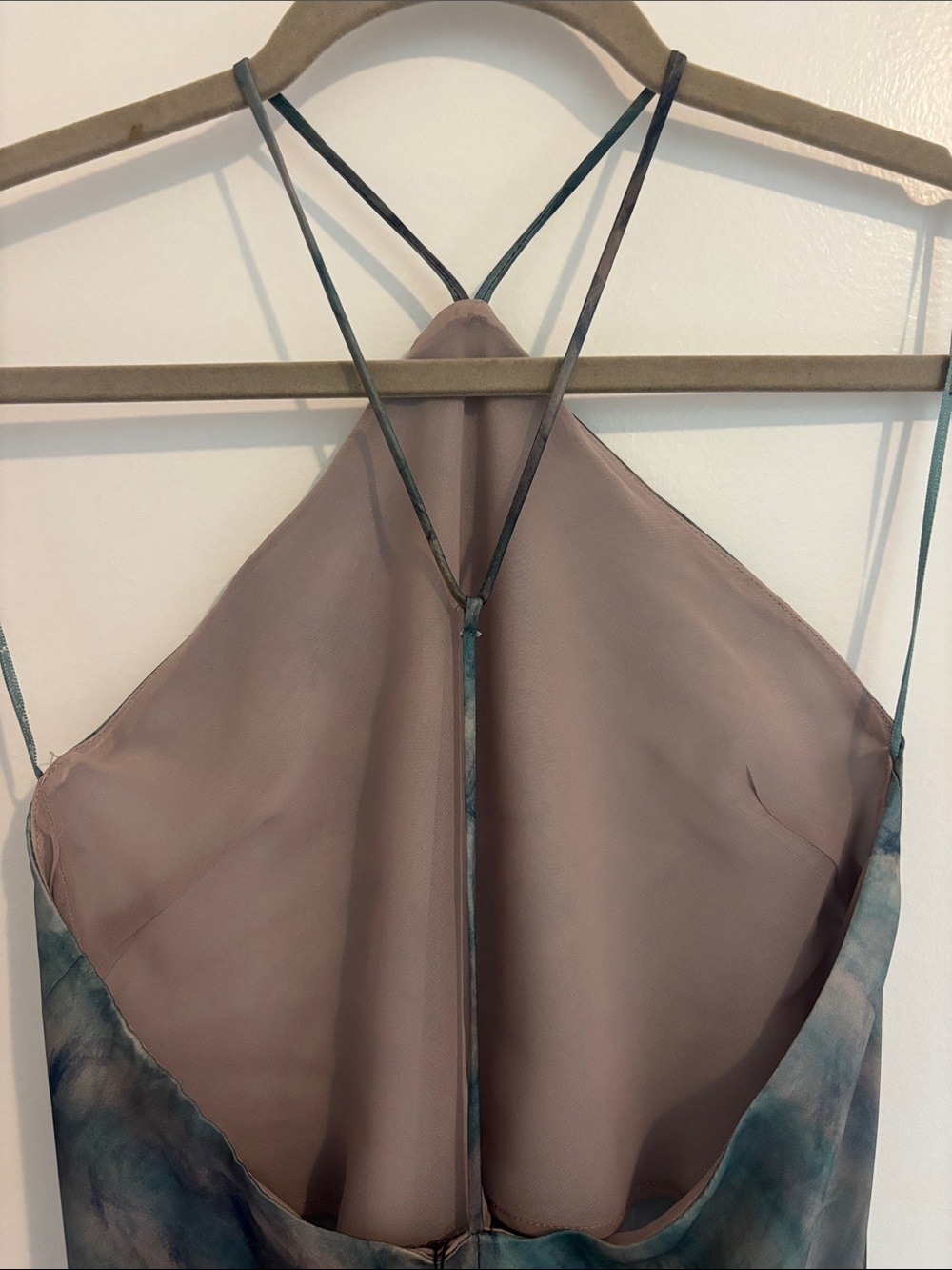 Zara Teal & Blue Slip Dress with Strappy Halter Back - Picture 4 of 4